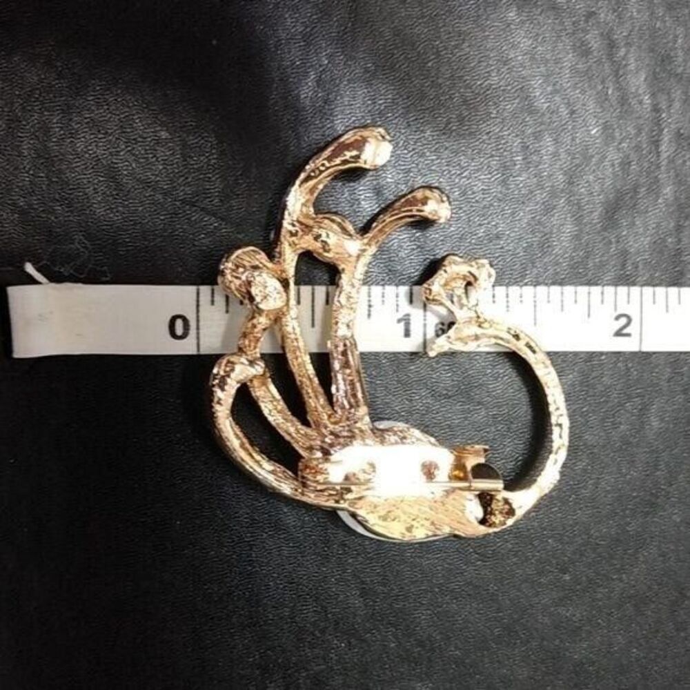 Gold tone peacock brooch blue rhinestone - Picture 7 of 8